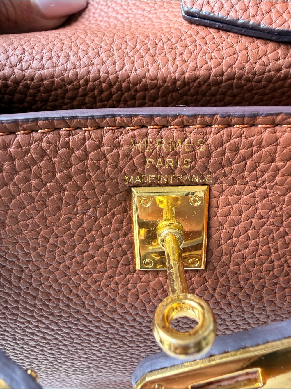 Hermes Cognac Togo Leather Mini Crossbody with Gold Hardware - Picture 9 of 13